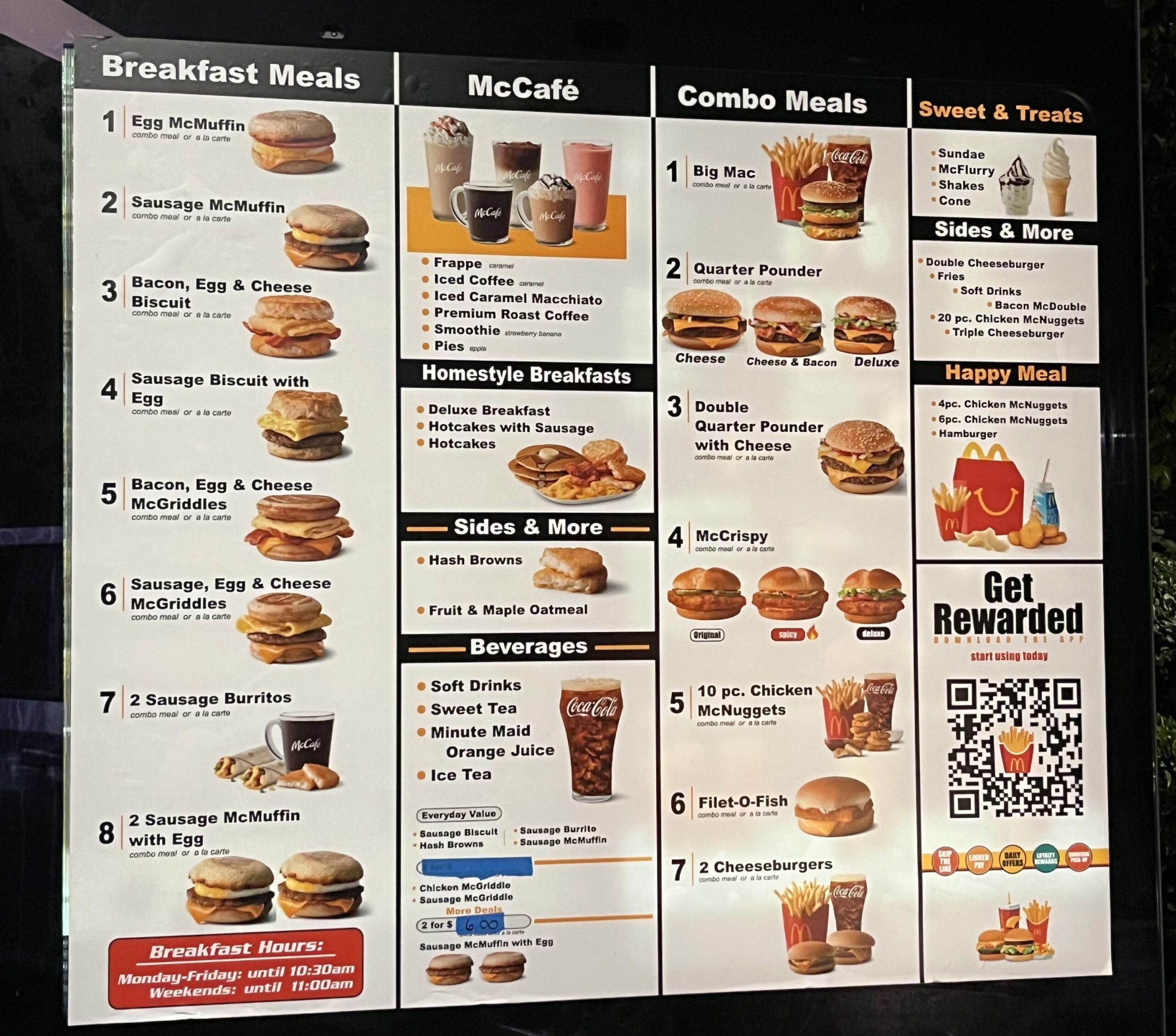 Mcdonalds Meals Menu With Prices
